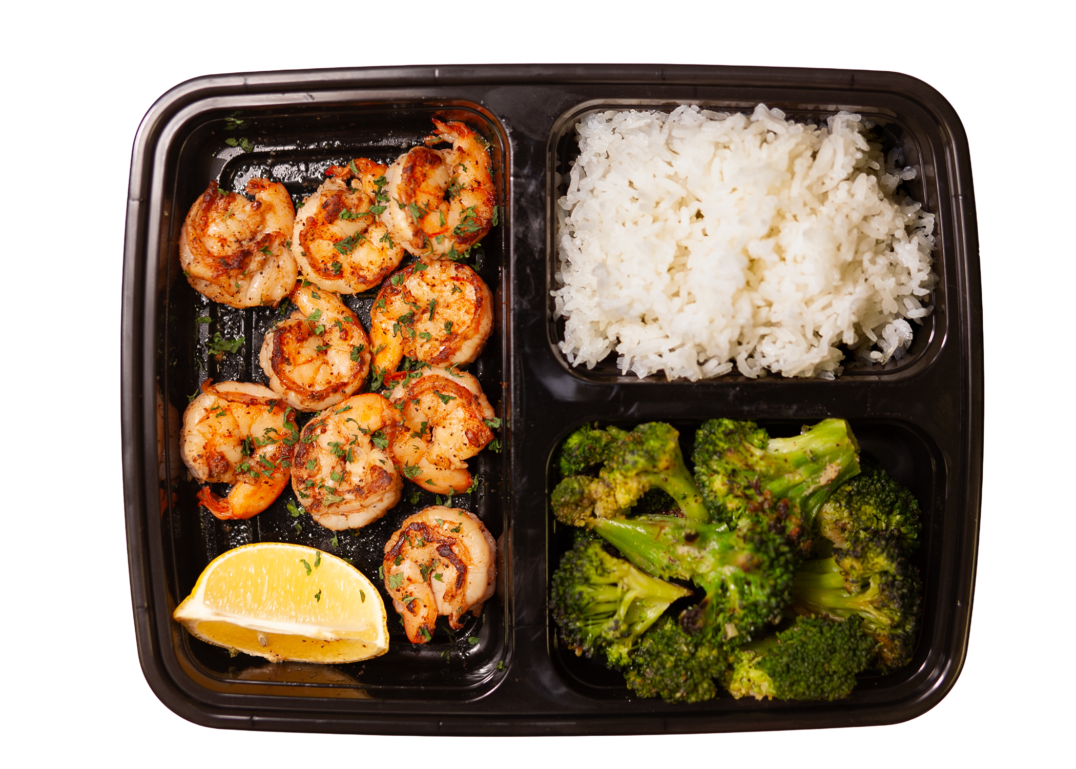 Lemon-Pepper Shrimp w/ Rice & Broccoli